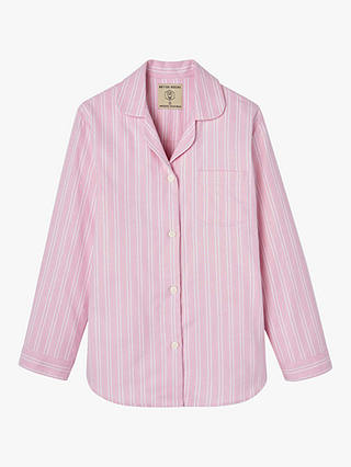 British Boxers Westwood Stripe Brushed Cotton Pyjama Set, Pink/White Stripe