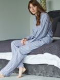 British Boxers Westwood Stripe Brushed Cotton Pyjama Set, Grey/White Stripe