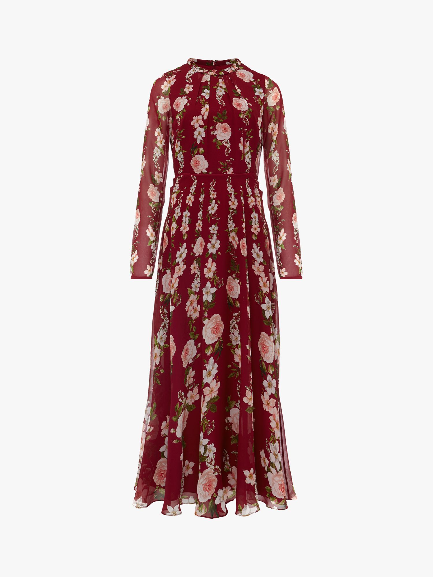Hobbs Rosabelle Floral Dress, Burgundy at John Lewis & Partners