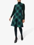 Hobbs Mariella Check Wool Dress, Green/Multi