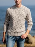 Celtic & Co. Cable Knit Crew Neck Jumper, Oatmeal Fleck