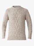 Celtic & Co. Cable Knit Crew Neck Jumper, Oatmeal Fleck