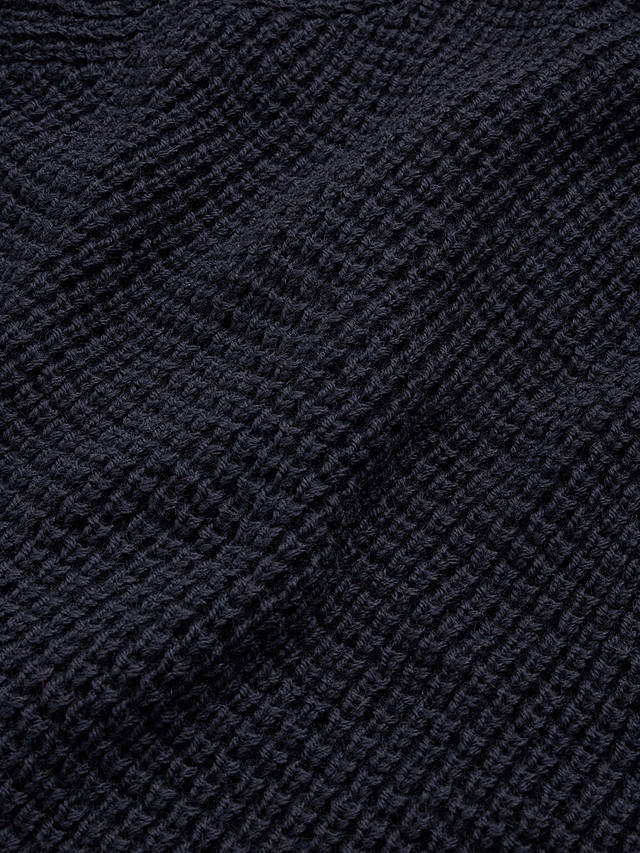 Celtic & Co. Wool Waffle Stitch Cardigan, Dark Navy