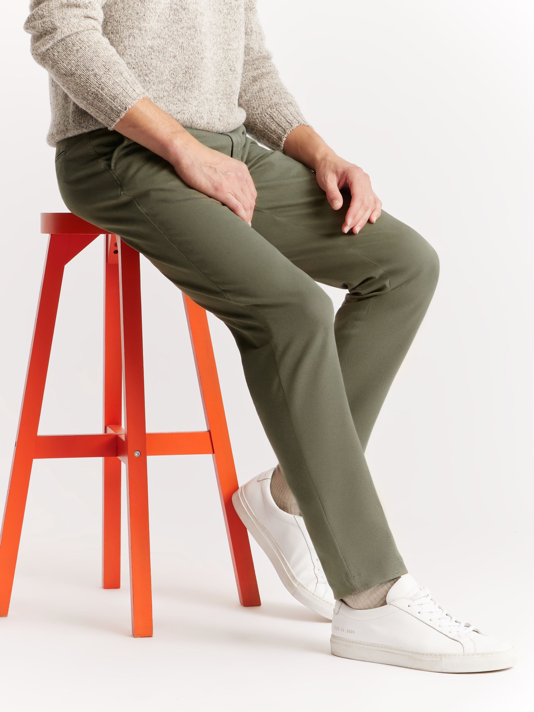 SPOKE Heroes Cotton Blend Narrow Thigh Chinos, Olive, W30/L28