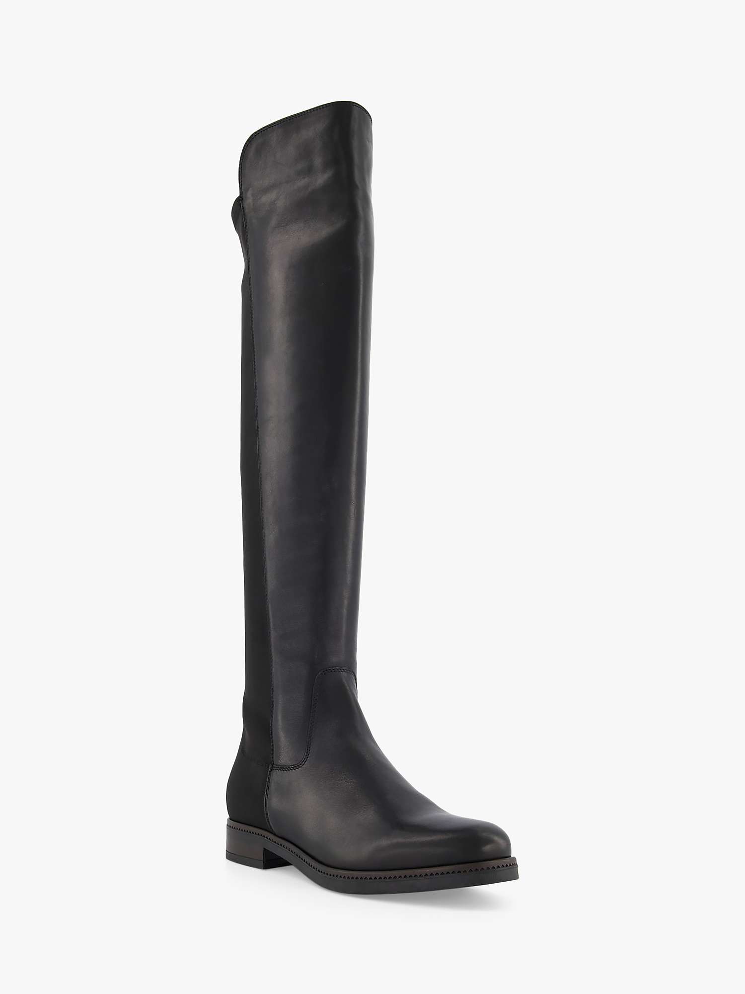 Dune Tropic Leather Knee High Boots, Black at John Lewis & Partners