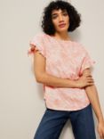 AND/OR Francesca Zebra Print Ruffle Sleeve T-Shirt, Peach