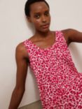 John Lewis & Partners Animal Print Tiered Cotton Jersey Dress, Pink Print