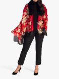 chesca Floral Print Scarf, Red/Multi
