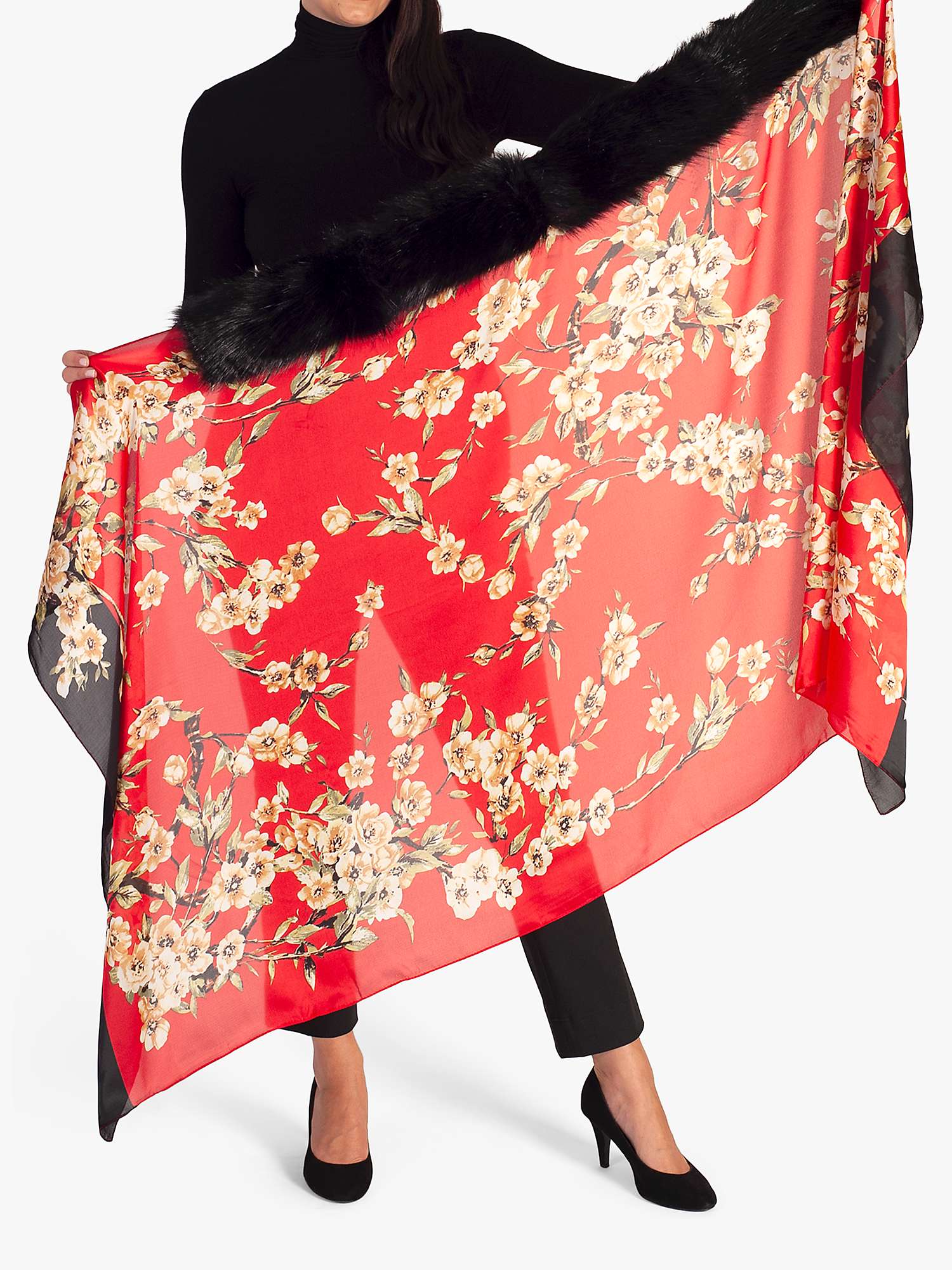 Buy chesca Floral Print Scarf, Red/Multi Online at johnlewis.com