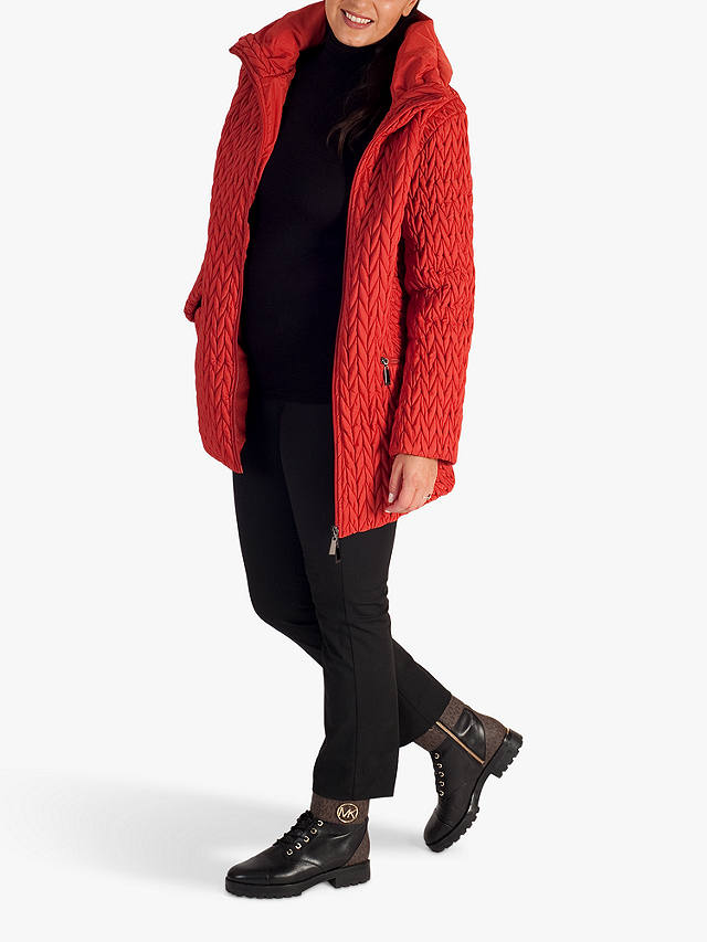 Chesca Cable Knit Quilted Coat, Burnt Orange