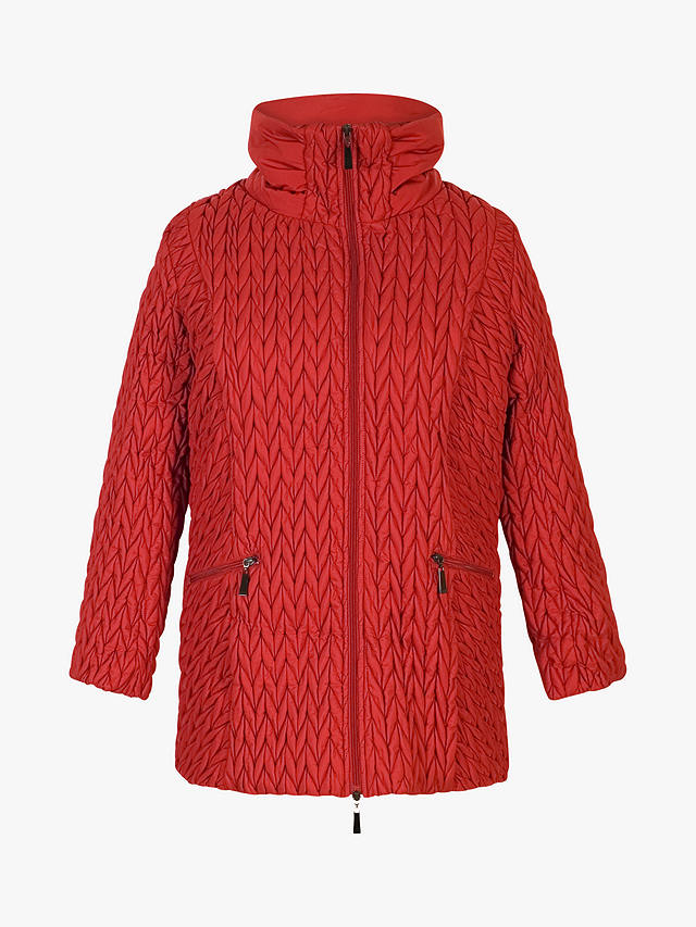 Chesca Cable Knit Quilted Coat, Burnt Orange