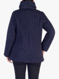 Chesca Cable Embroidered Quilted Coat, Navy