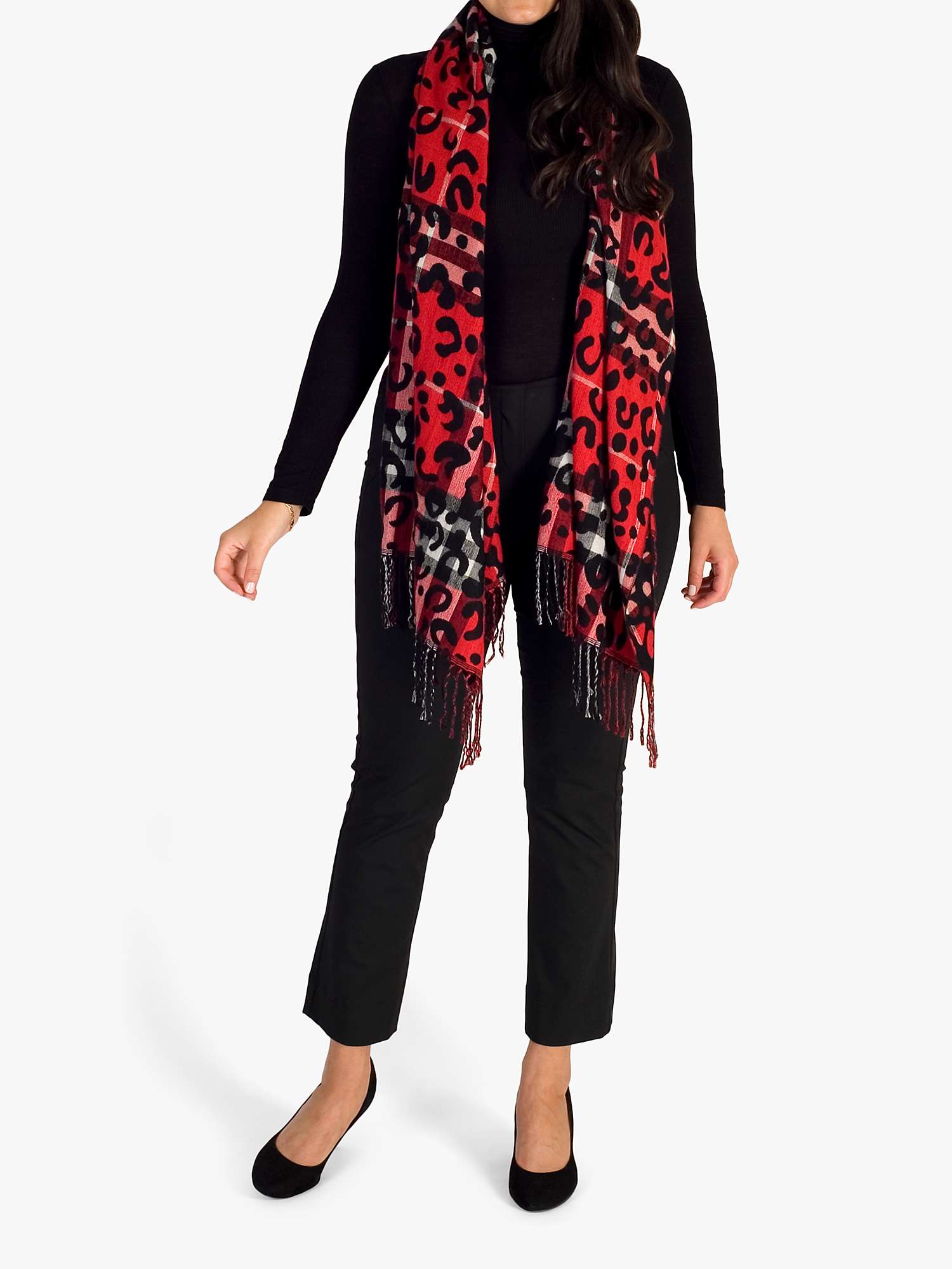 Buy chesca Animal and Check Print Scarf, Red/Black Online at johnlewis.com
