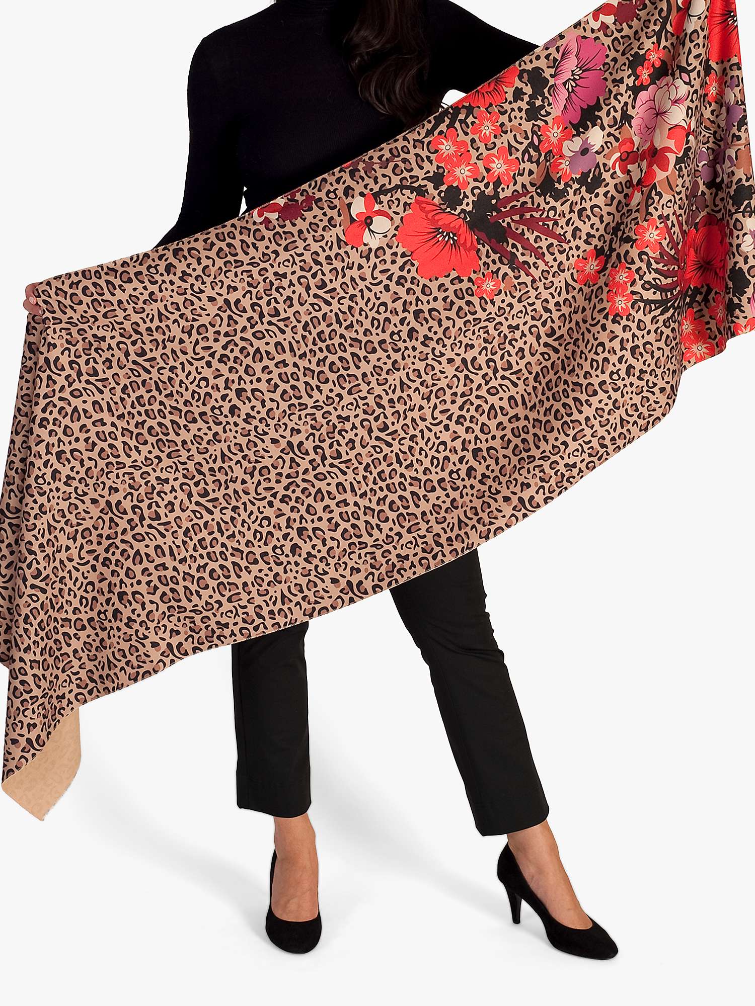 Buy chesca Leopard And Floral Print Scarf, Camel Online at johnlewis.com