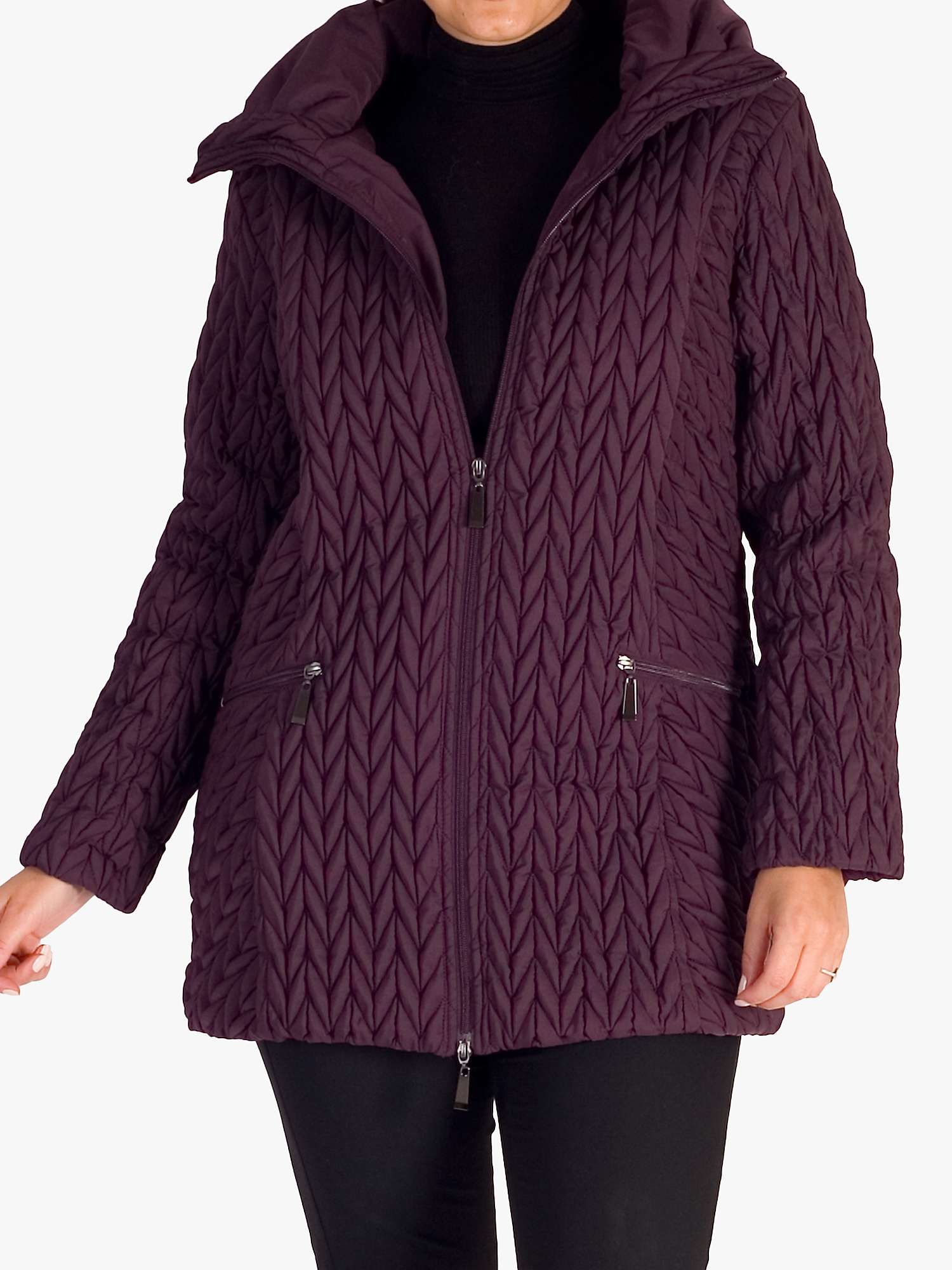 Buy Chesca Cable Embroidered Quilted Coat Online at johnlewis.com