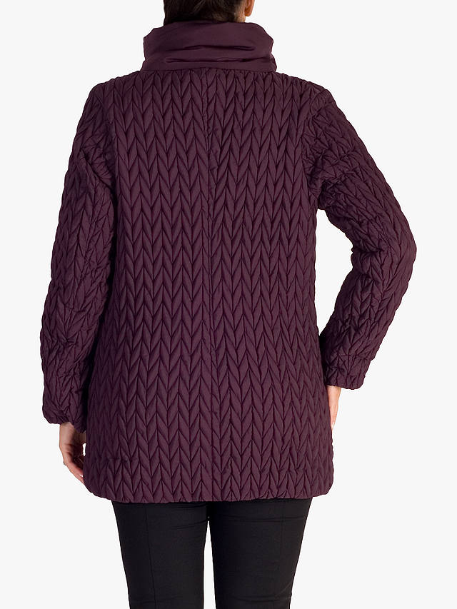 Chesca Cable Embroidered Quilted Coat, Plum