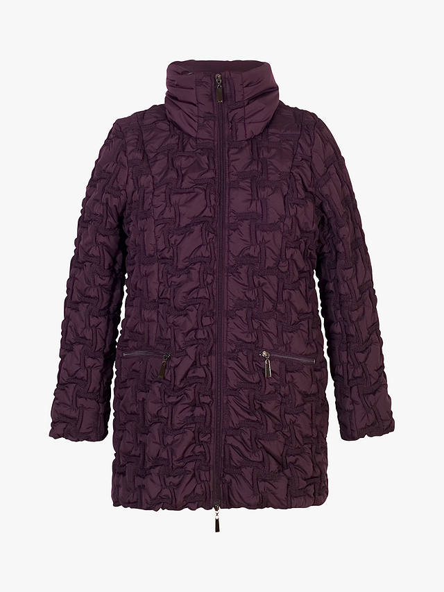 Chesca Bonfire Embroidered Quilted Coat, Plum