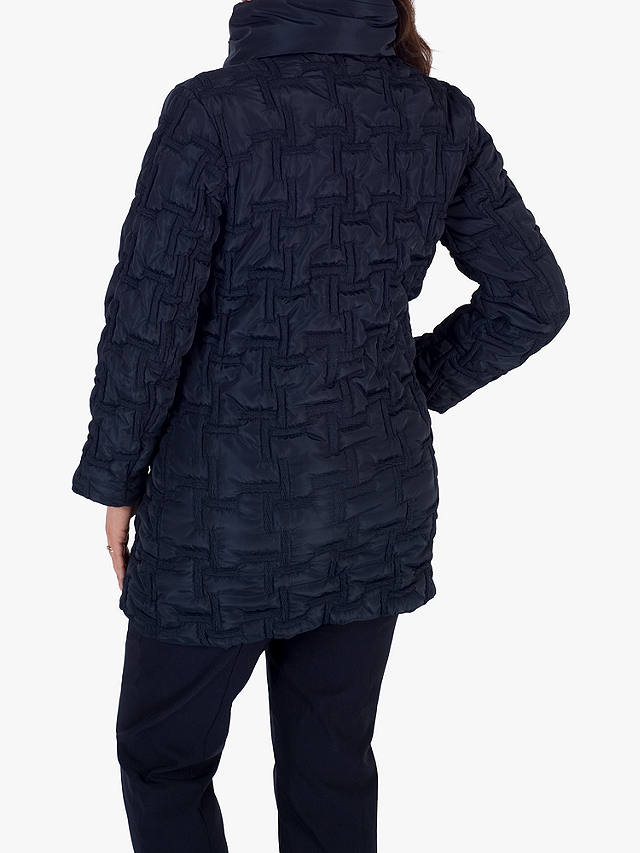 Chesca Bonfire Embroidered Quilted Coat, Navy