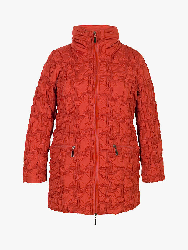 Chesca Bonfire Embroidered Quilted Coat, Burnt Orange