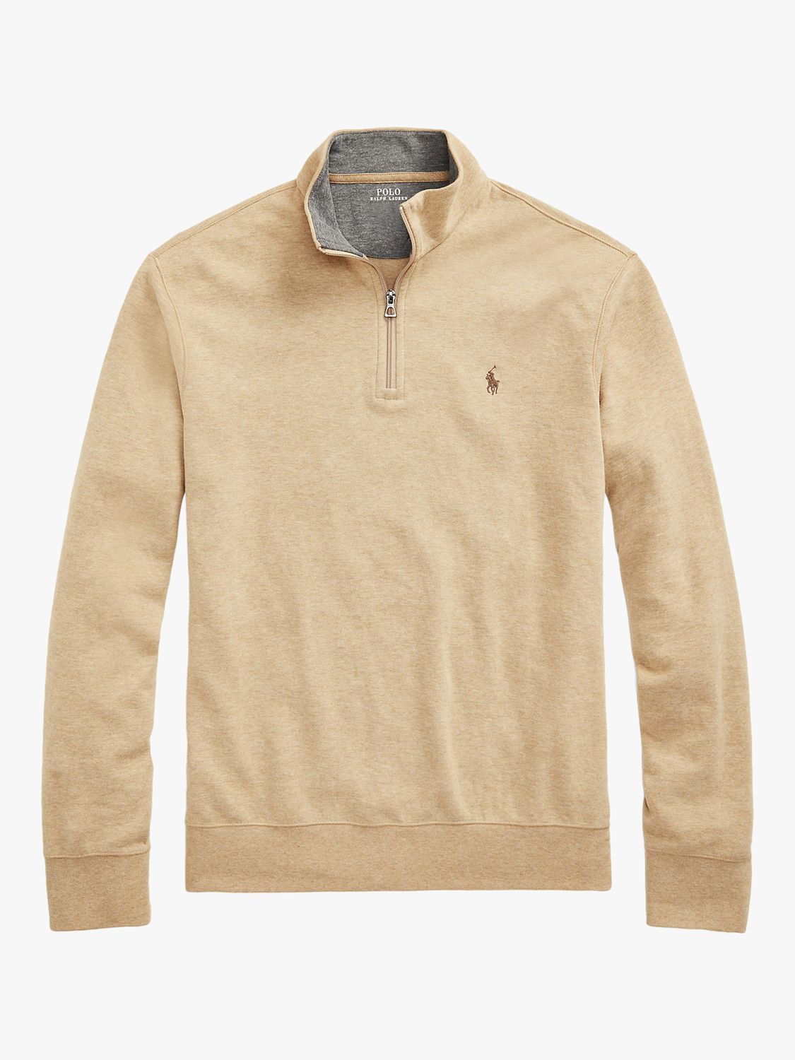 Polo Ralph Lauren Zip Neck Jumper, Luxury Tan Heather at John Lewis &  Partners