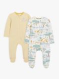 John Lewis & Partners Baby Safari Stripe Sleepsuit, Pack of 2, Multi