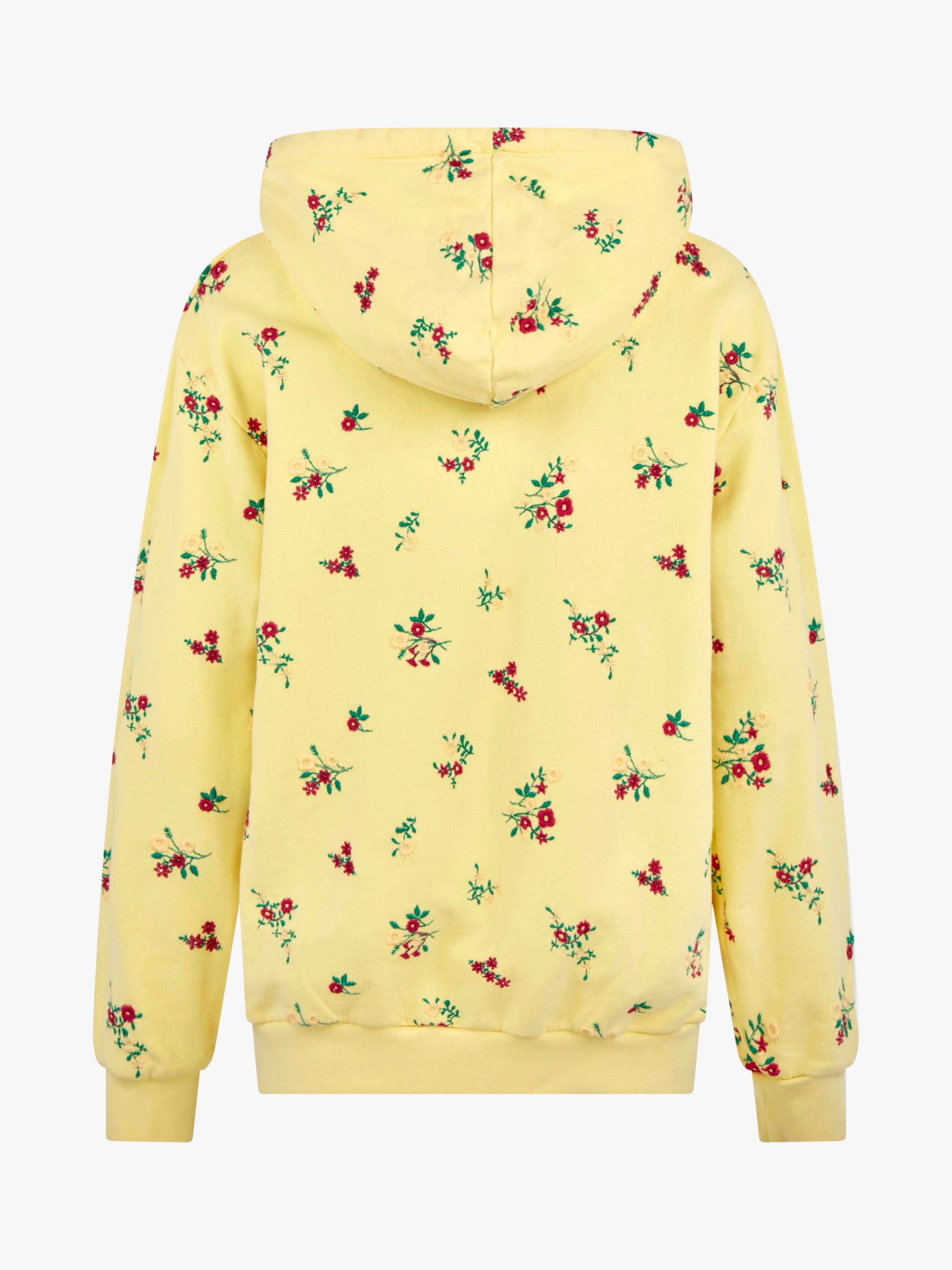 Ghost Organic Cotton Floral Embroidered Hoodie, Lemon at John