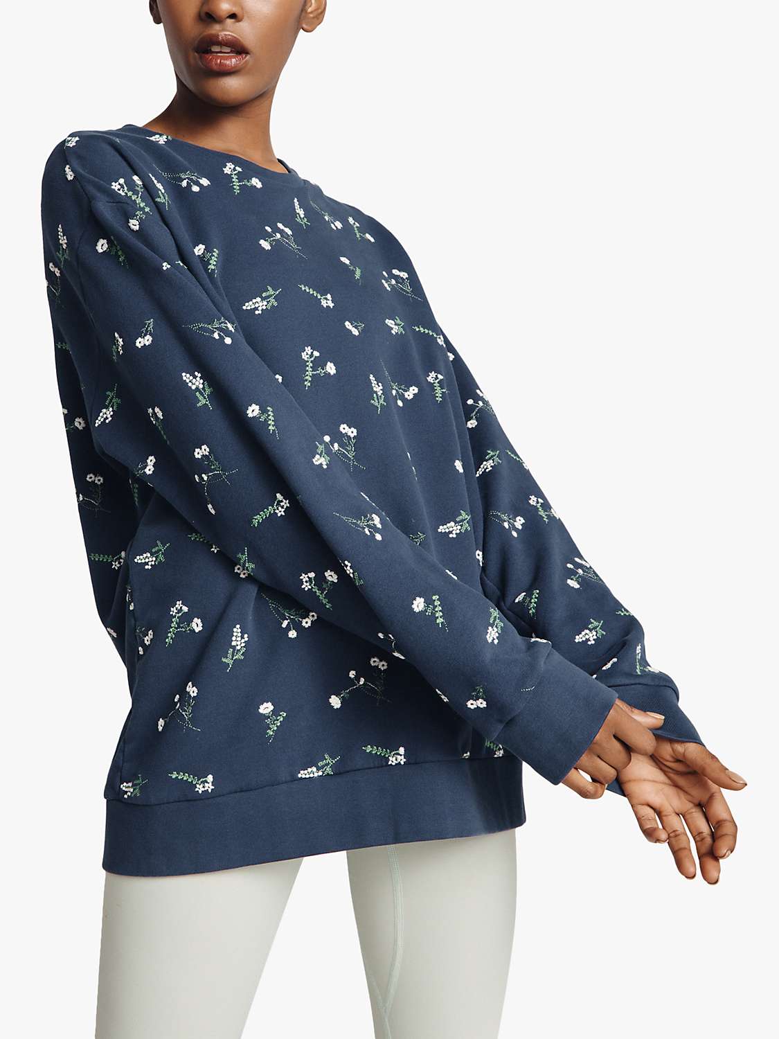 Buy Ghost Organic Cotton Floral Embroidered Loose Fit Sweatshirt Online at johnlewis.com