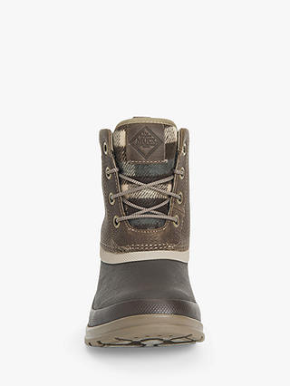 Muck Originals Duck Lace Up Leather Short Wellington Boots, Walnut/Brown