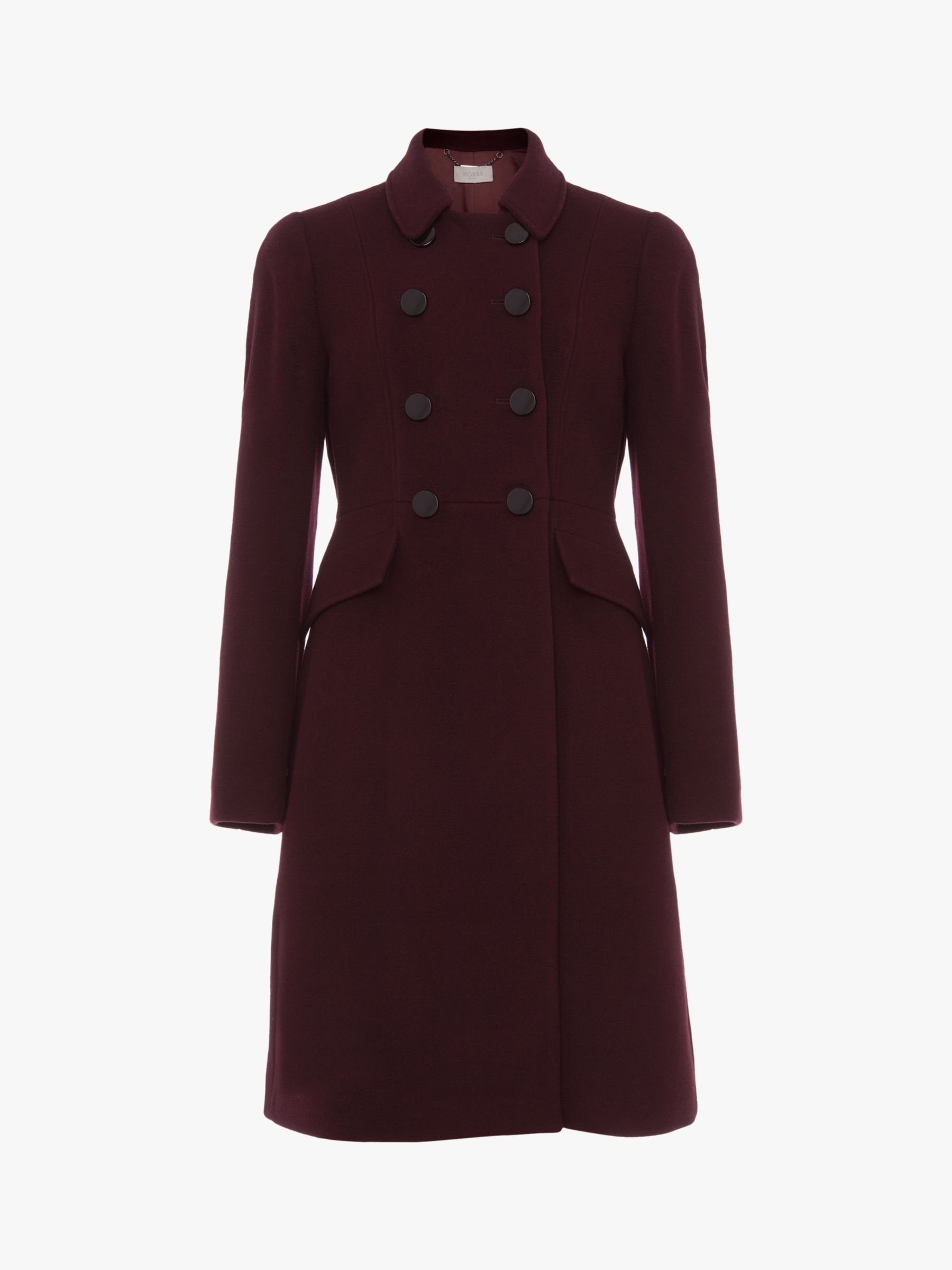 Hobbs Petite Janaya Princess Cashmere Blend Coat, Mulberry Red