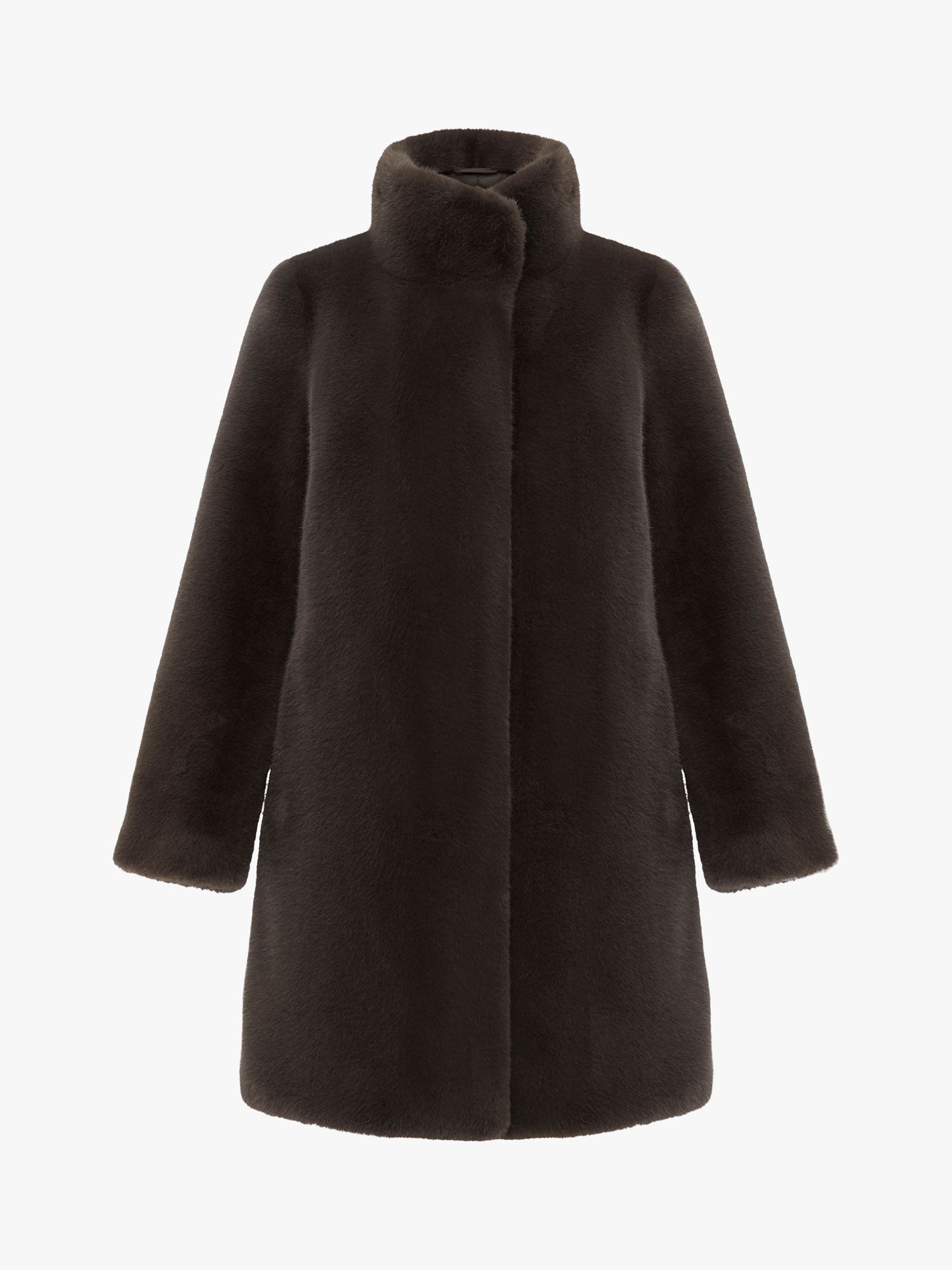 Buy Hobbs Maddox Faux Fur Coat, Charcoal Grey Online at johnlewis.com
