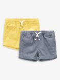 John Lewis & Partners Woven Baby Shorts, Pack of 2, Yellow/Grey