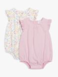 John Lewis & Partners Baby Shell Print Bodysuit, Pack of 2, Pink