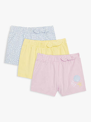 John Lewis Baby Spot Shell Shorts, Pack of 3, Multi