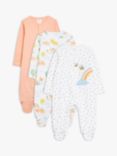 John Lewis & Partners Baby Rainbow Sleepsuit, Pack of 3, Multi