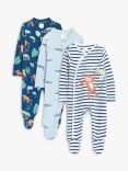 John Lewis & Partners Baby Jungle Sleepsuit, Pack of 3, Multi