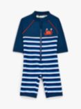 John Lewis & Partners Baby Crab Stripe All-In-One SunPro Swimsuit, Blue