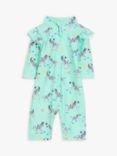 John Lewis & Partners Baby Zebra Print All-In-One SunPro Swimsuit, Mint/Multi