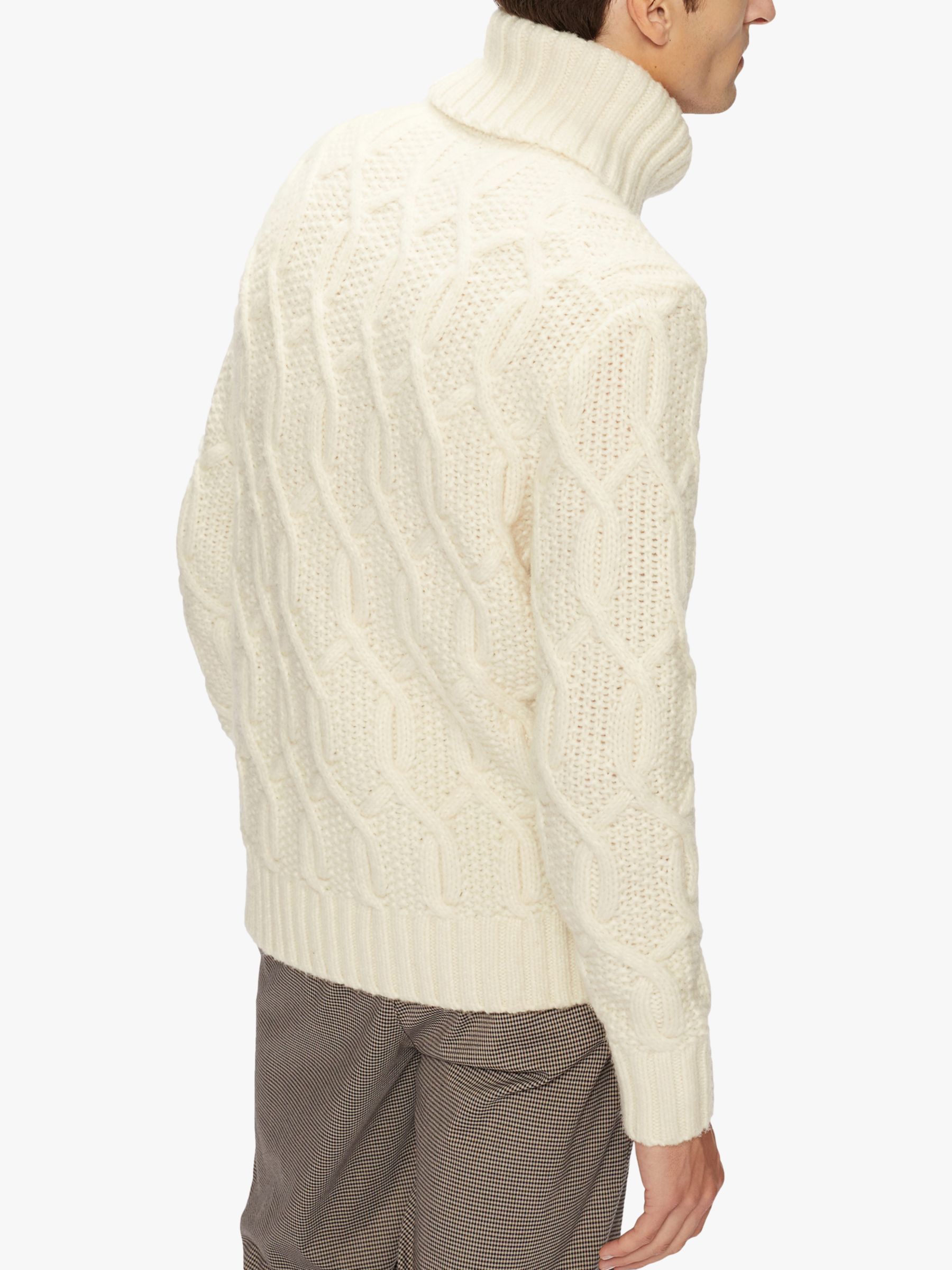 Ted Baker Rocer Chunky Roll Neck Cable Knit Jumper, White
