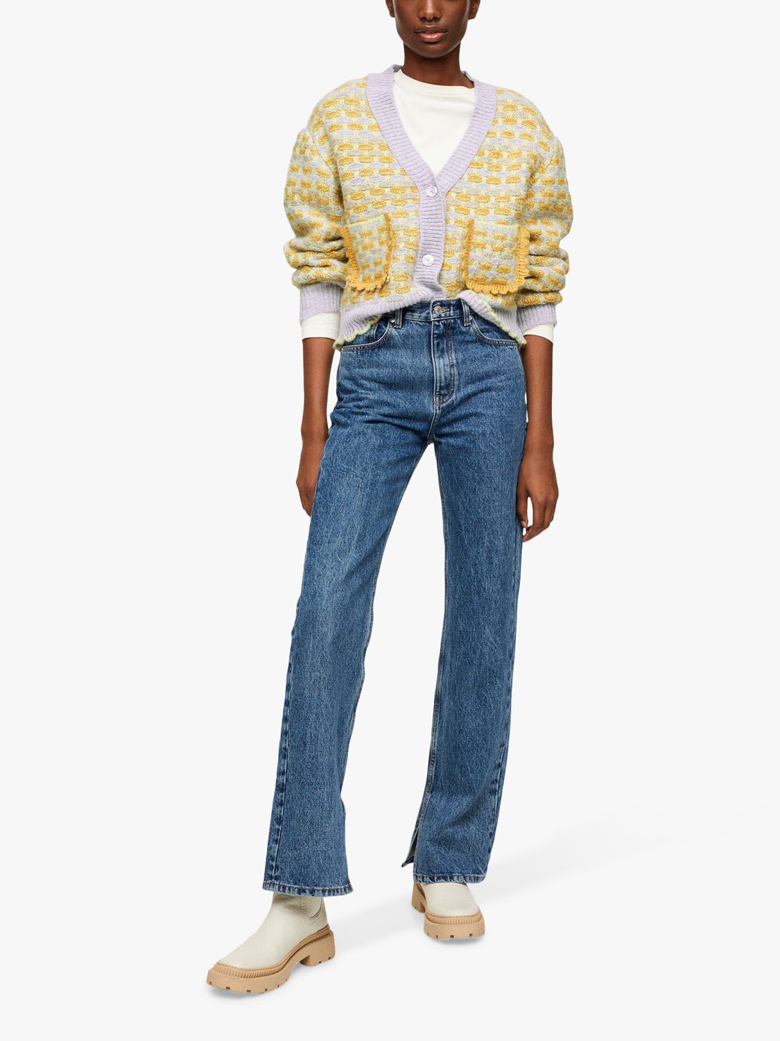Mango Miranda Straight Fit Jeans, Open Blue at John Lewis & Partners