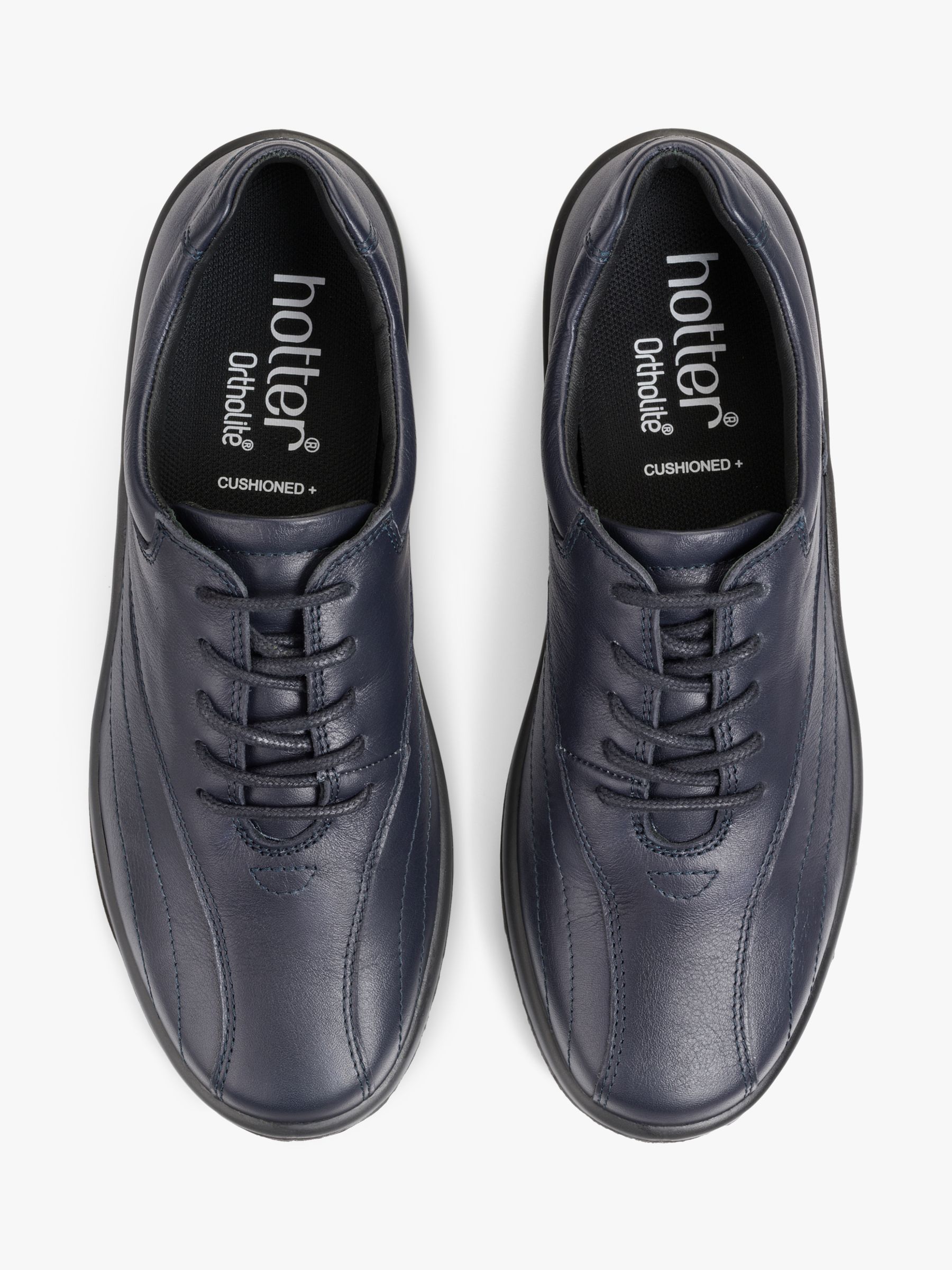 Hotter Tone II Leather Lace Up Trainers, Navy at John Lewis & Partners