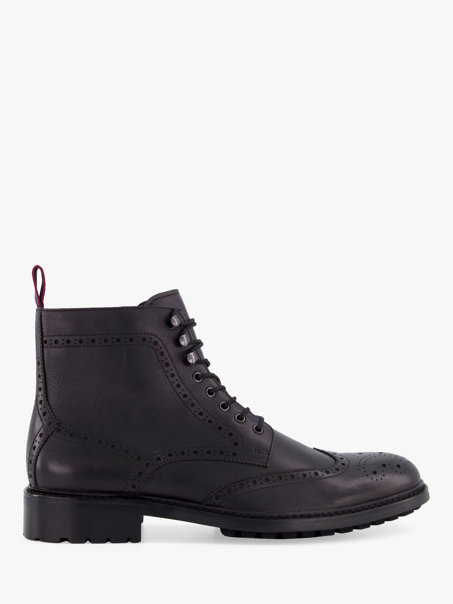 Dune Masked Leather Derby Boots, Black at John Lewis & Partners