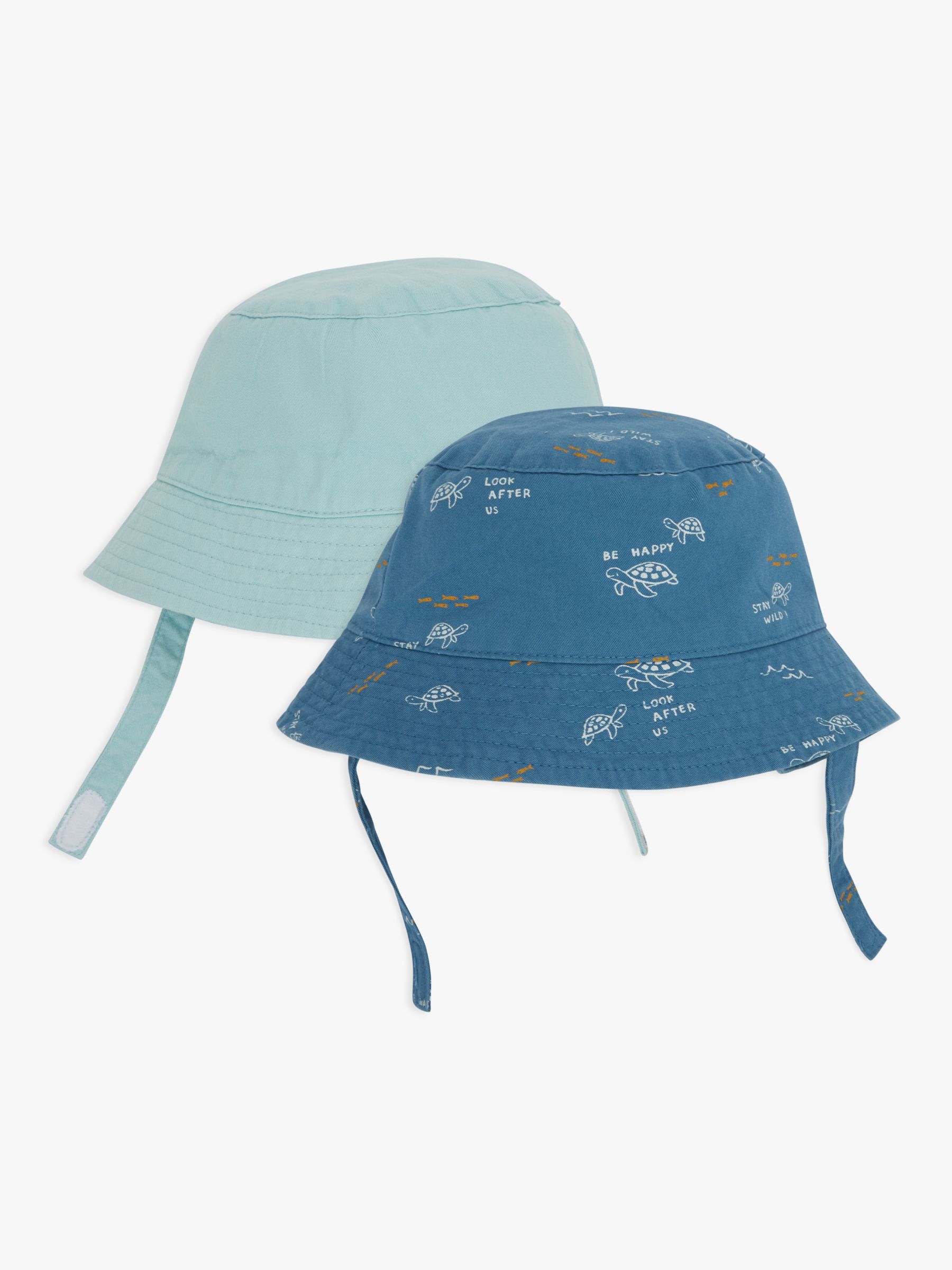 John Lewis Baby Turtle Bucket Hats, Set of 2, Blue