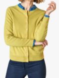 Pure Collection Crew Neck Cashmere Cardigan, Chartreuse
