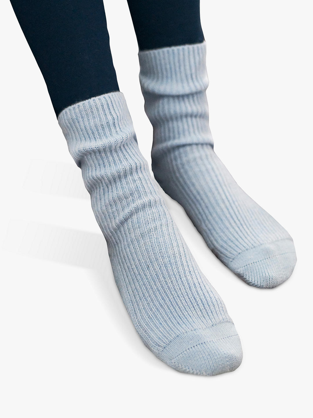 Pure Collection Cashmere Mix Bed Socks, Cloud Blue