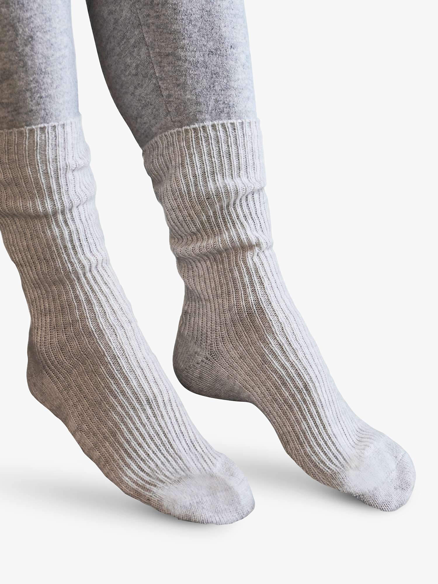 Buy Pure Collection Cashmere Blend Socks, Ice Grey Online at johnlewis.com