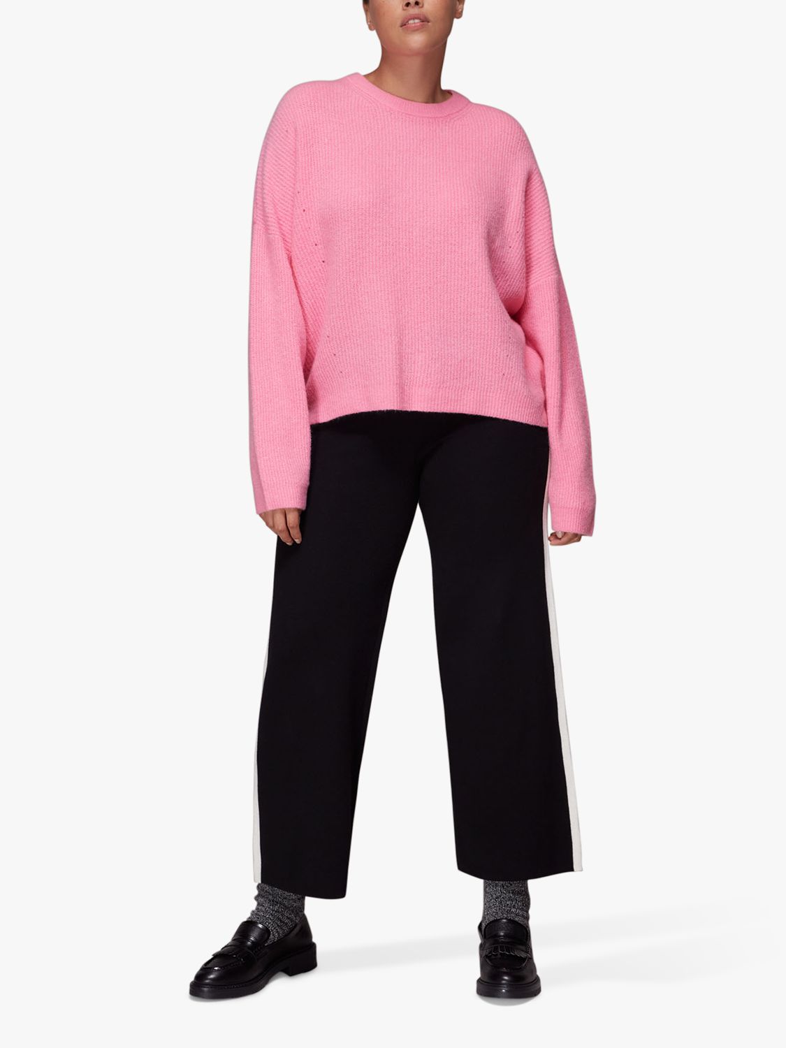 Whistles Ribbed Crew Neck Jumper, Pink