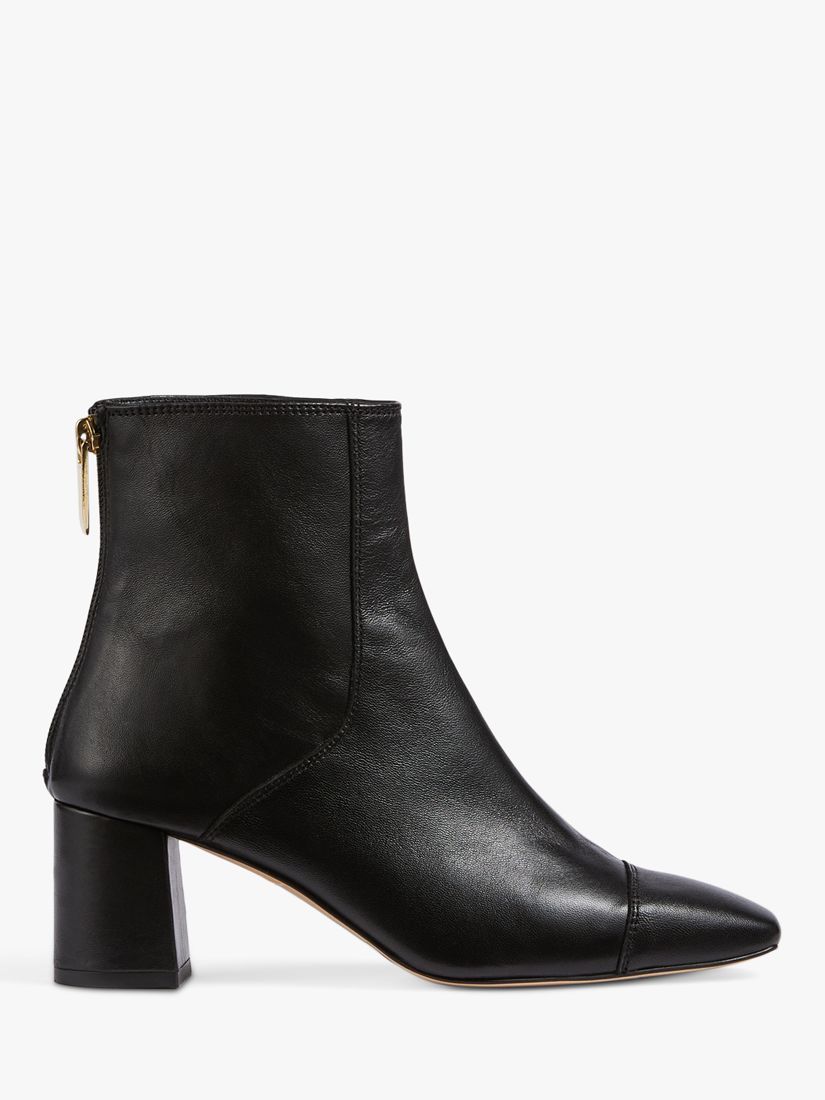 L.K.Bennett Maxine Leather Block Heel Ankle Boots, Black at John Lewis ...