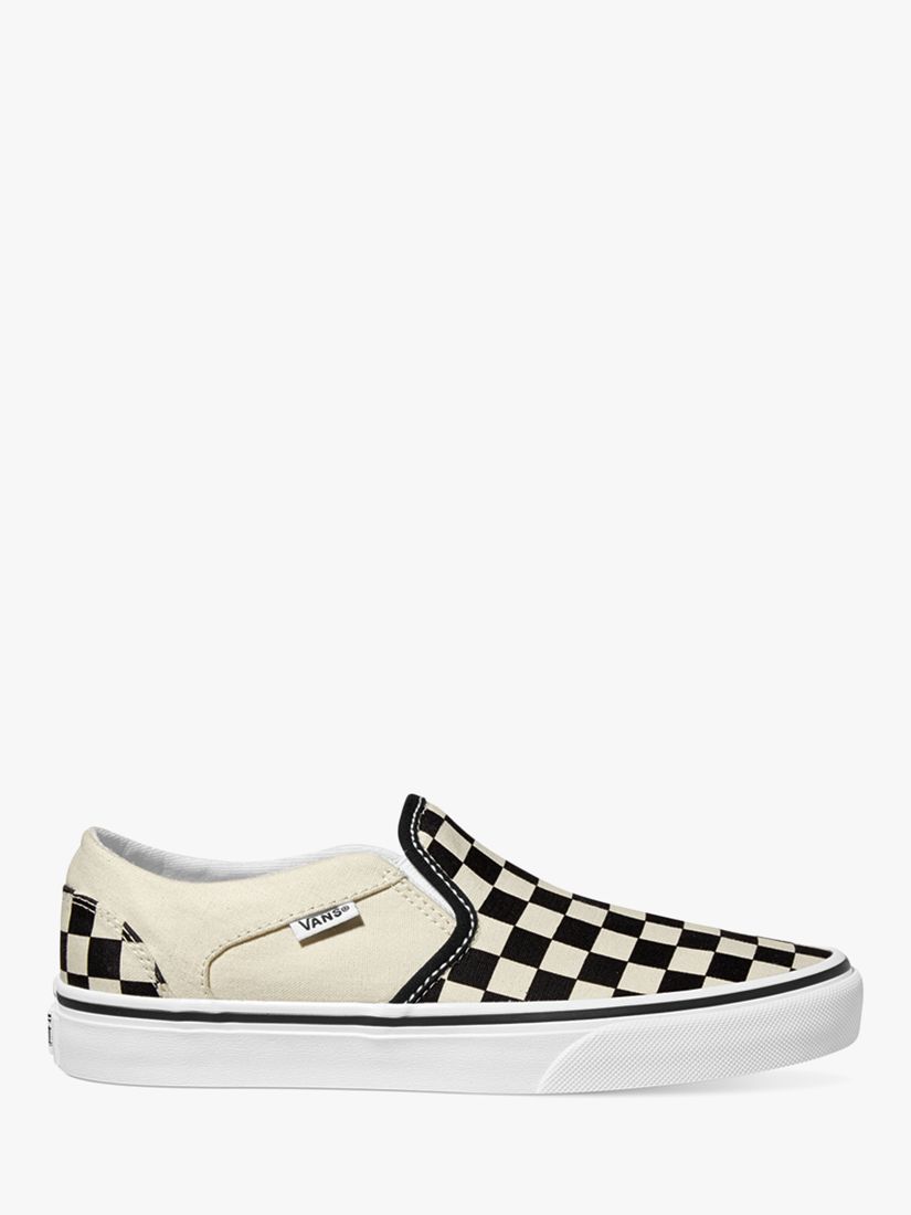 Vans Asher Checkerboard Slip-On Trainers, Black/White at John Lewis ...