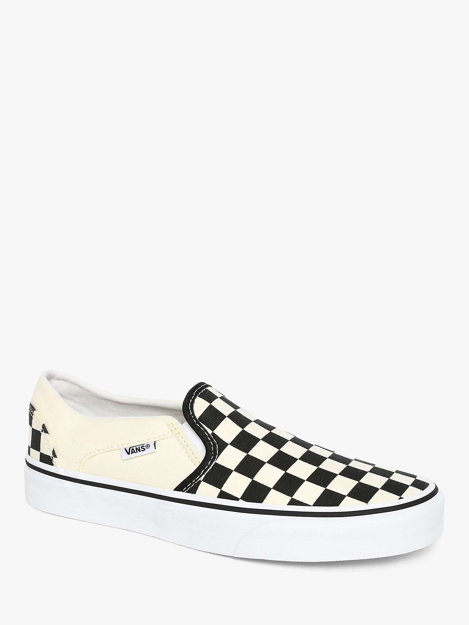 Vans Asher Checkerboard Slip-On Trainers, Black/White at John Lewis &  Partners
