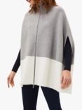 Phase Eight Leaha Colourblock Double Ended Zip Cape, Ivory/Grey